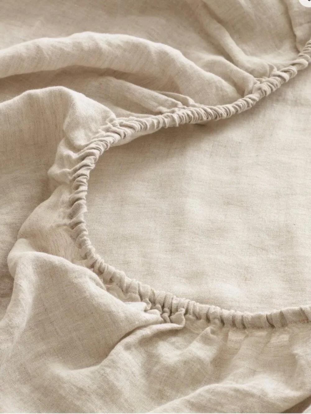 Quince European Linen Chambray Sheet Set in Natural, Queen